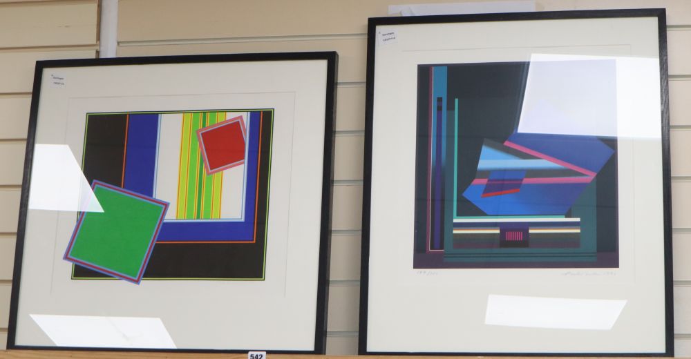 John Finden Chil, limited edition print, Untitled, signed and dated 1991, 42 x 48cm, together with another similar print, 47 x 45cm